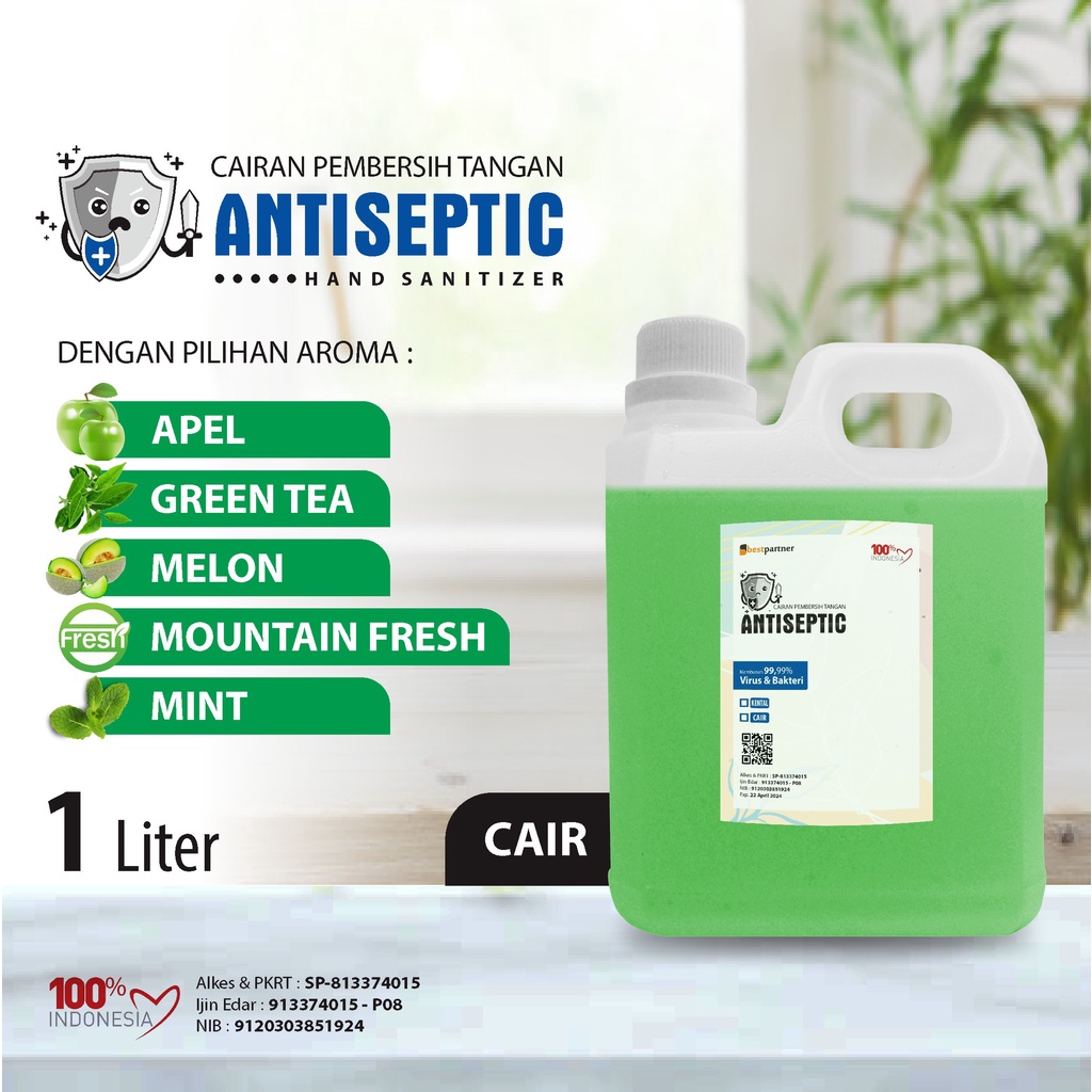 Hand Sanitizer Cair Antiseptic Varian Aroma Buah / Varian Aroma Segar 1 Liter ( Jerigen )