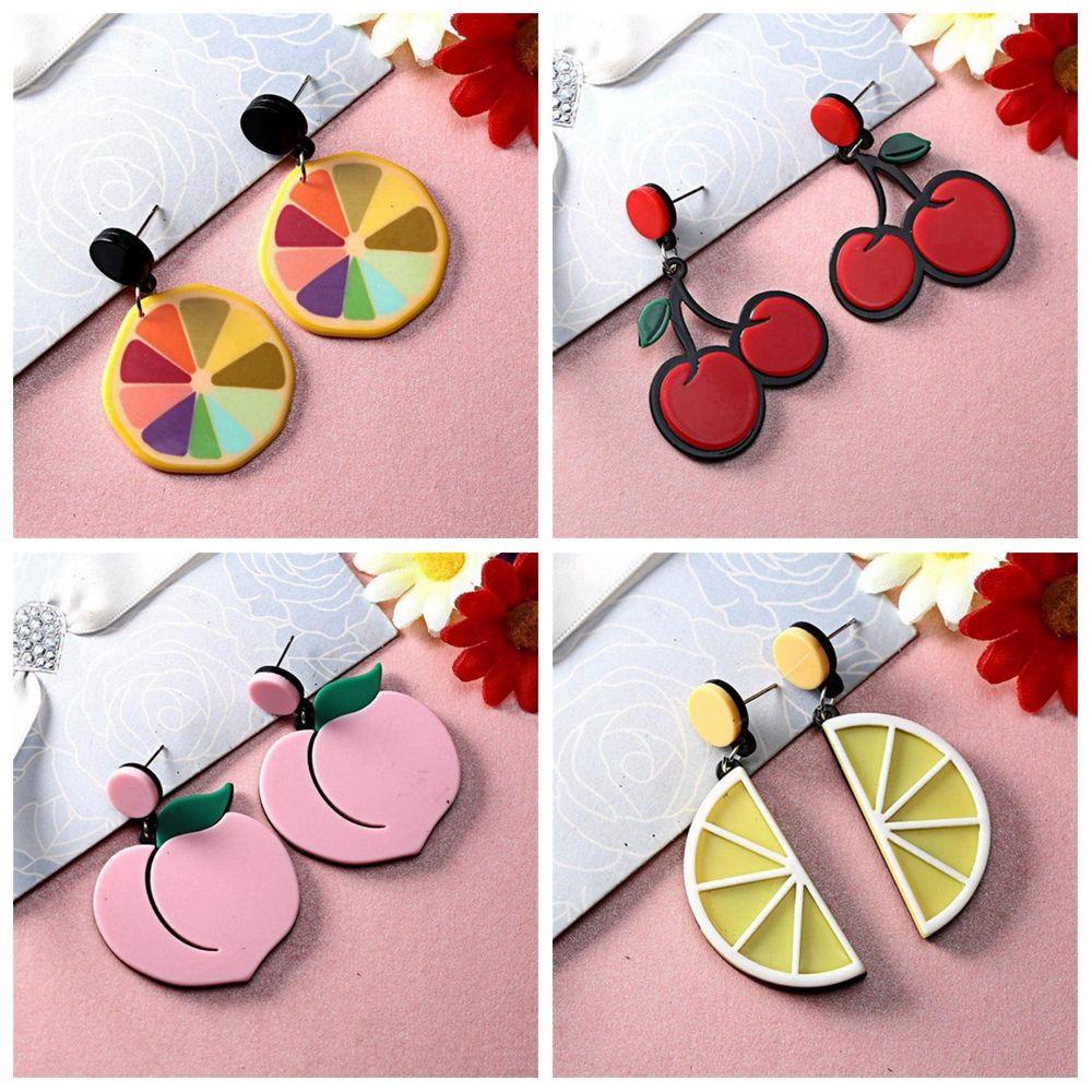 Lily 1pasang Anting Buah Fashion Strawberry Musim Panas Menjuntai