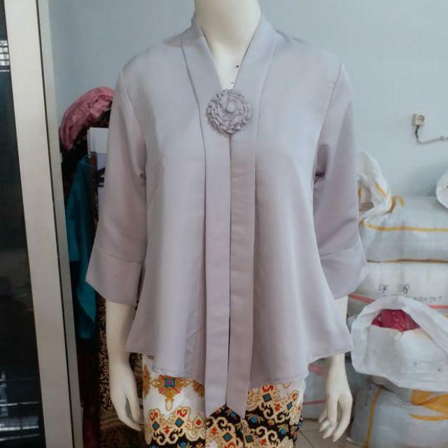 (M92/100) Kebaya floy kutubaru encim kartini termurah busui STD-JUMBO KeroncongBusana-Abu Muda