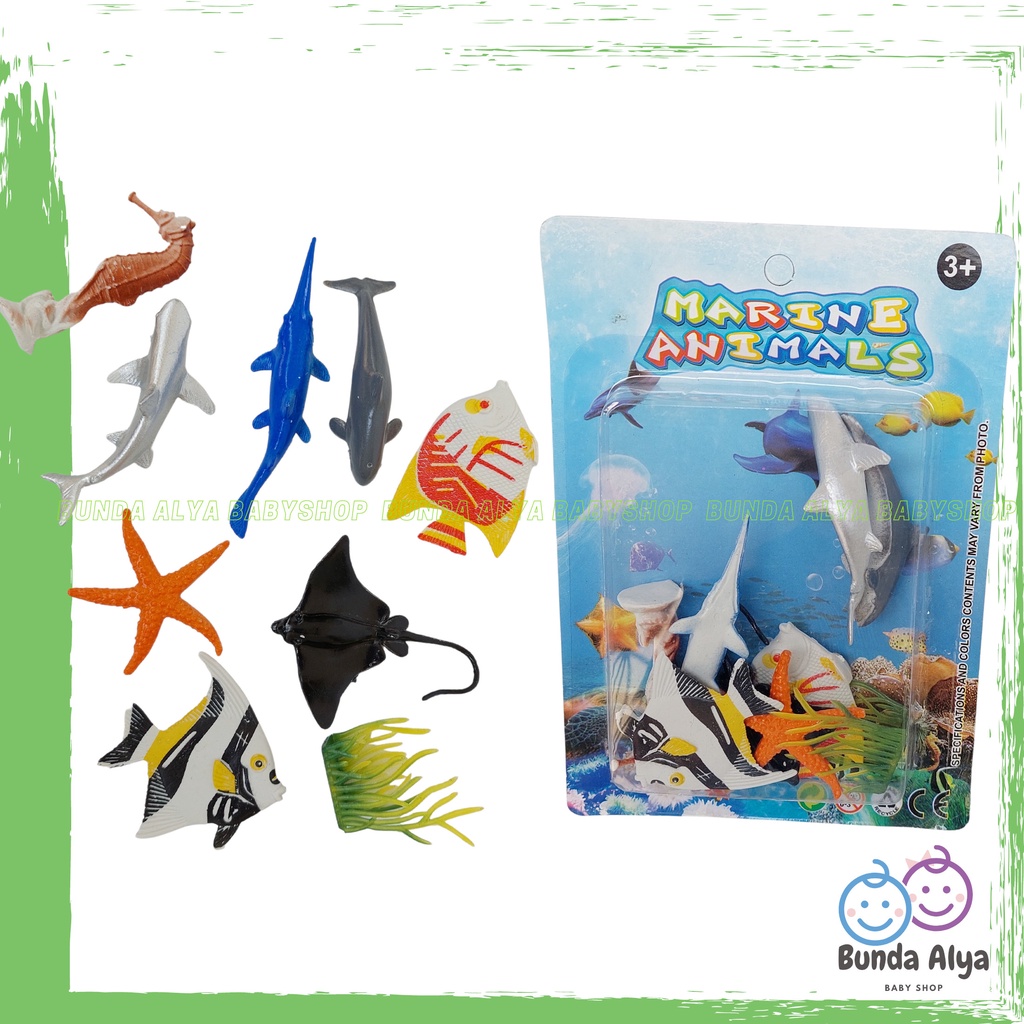 Mainan Edukasi Anak Animal Mini  Mainan Anak Hewan Laut  Mainan Miniatur Isi 9 SNI Mainan Figure Hewan Laut Ikan Laut