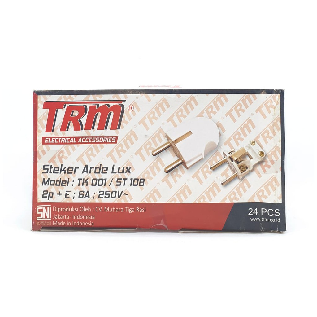 @24 Pcs (1 Kotak) TRM ST-108 LUX Putih Premium Steker Arde SNI / Colokan Listrik