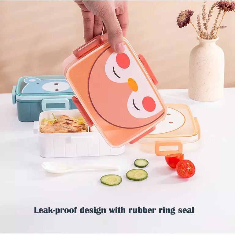 MARKASSHOP66--LUNCHBOX KOTAK MAKAN KARAKTER BERUANG BEBEK PINGUIN 2 SEKAT 2518-17