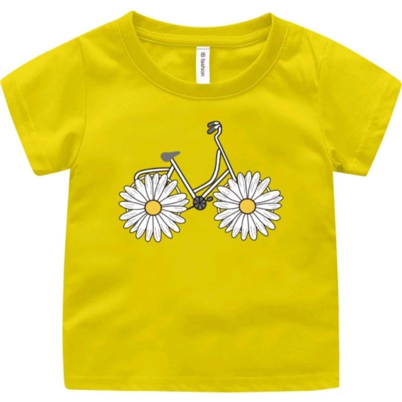 KAOS BAJU ANAK PEREMPUAN DAN LAKI LAKI UNISEX MURAH LENGAN PENDEK MOTIF SEPEDA BUNGA IDEAL UMUR 2 SAMPAI 9 TAHUN UXLO FASHION