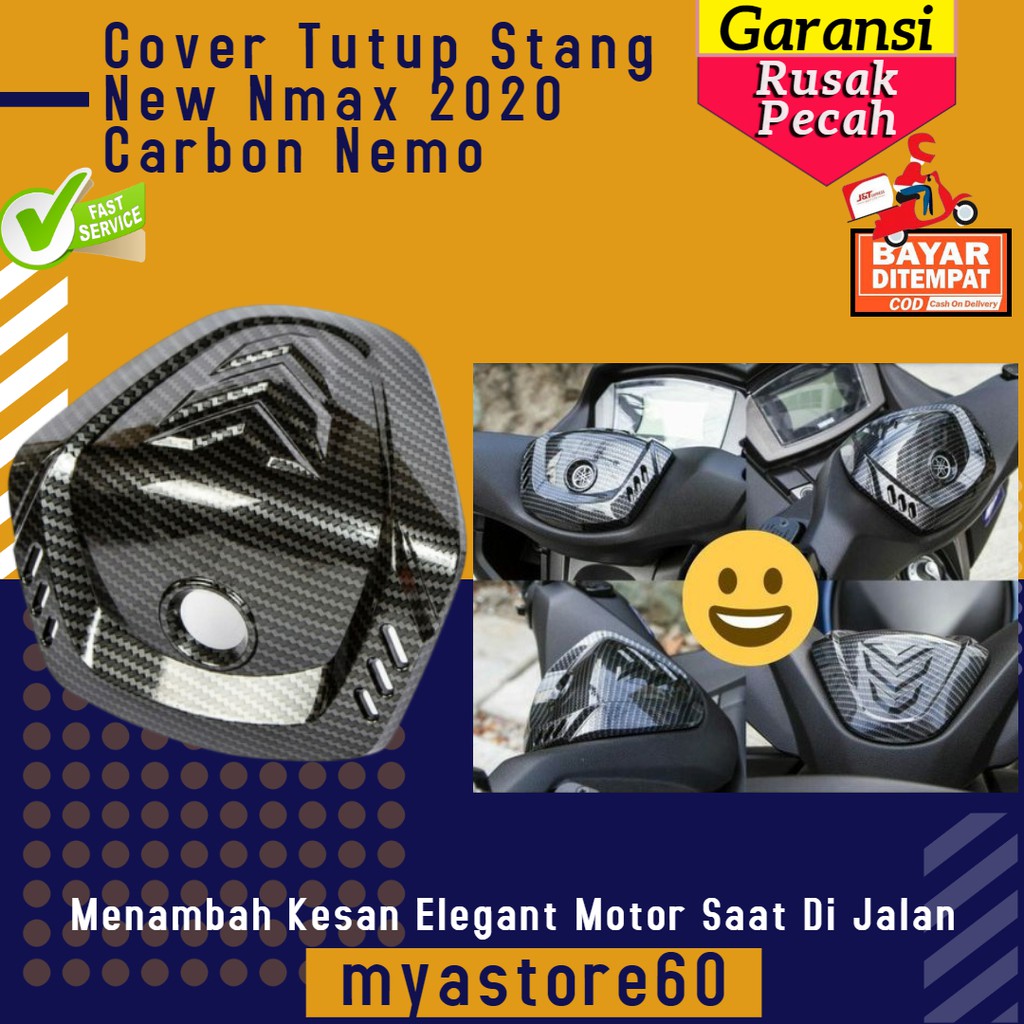 Cover Tutup Stang New Nmax 2020 Carbon Nemo / Cover Stang Nmax Karbon