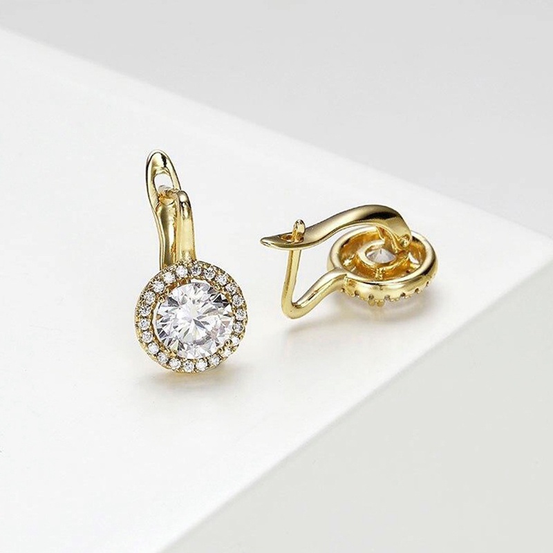 Anting Cubic Zirconia Warna Emas Untuk Wanita