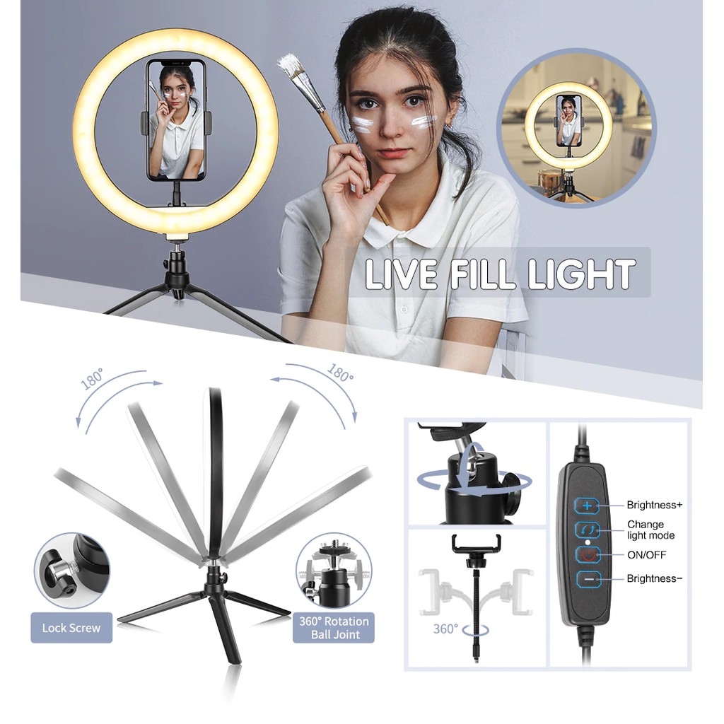 Topprice COD RING LIGHT TRIPOD MEJA LED LAMPU MAKE UP VLOG LAMPU RINGLIGHT TIKTOK LIVE U31