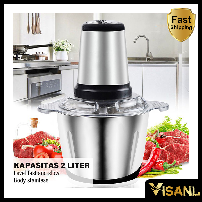 Blender STAINLESS Electric Meat Grinder Blender Daging Chopper Grinder Listrik 2 Liter