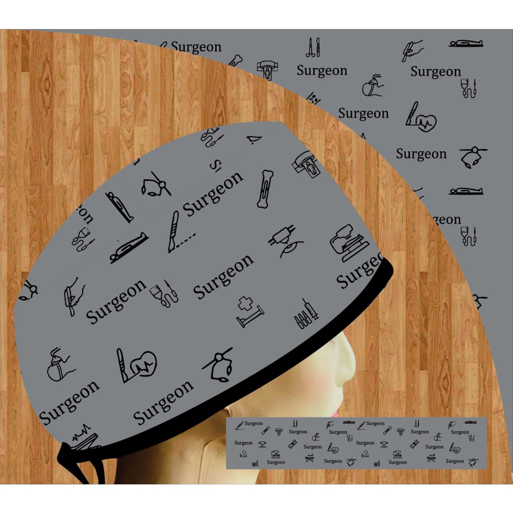 TOPI MEDIS / SCRUB HAT/ HEADCAP MOTIF SURGEON