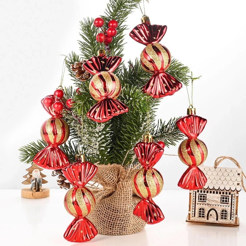 5 Pcs Set Christmas Candy Shape Colorful Ball Pendant Set / Home Decoration Christmas Tree Ornaments / Christmas Tree Decorative Pendant Accessories / Christmas Decorative Hanging Ornaments