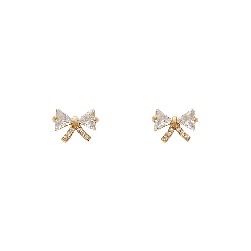 Anting Tusuk Sterling silver 925 Desain Pita Hias Zircon Untuk Wanita