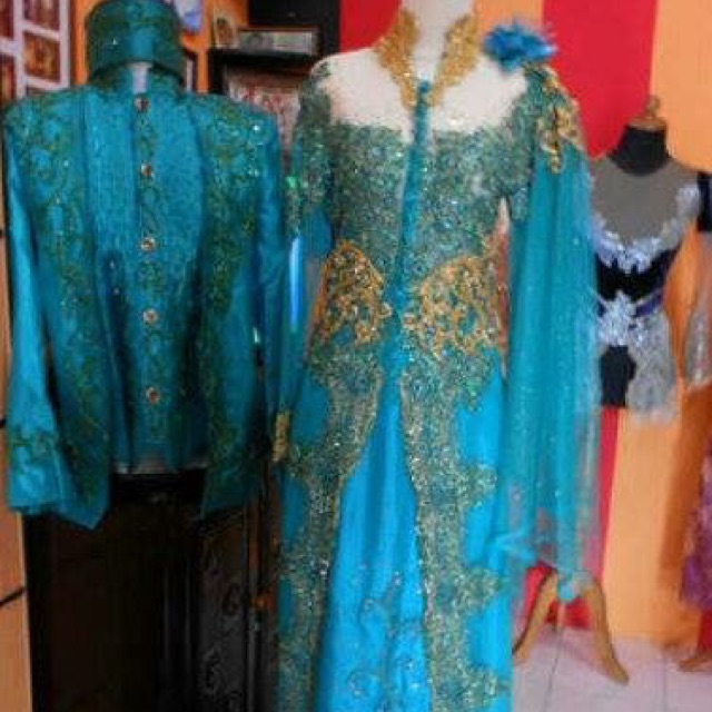 Kabaya modern akad nikah set couple full payet