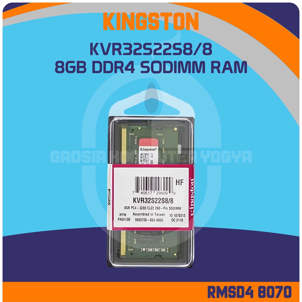 Kingston KVR32S22S8/8 8GB DDR4 3200Mhz PC4-25600 SODIMM Memory RAM