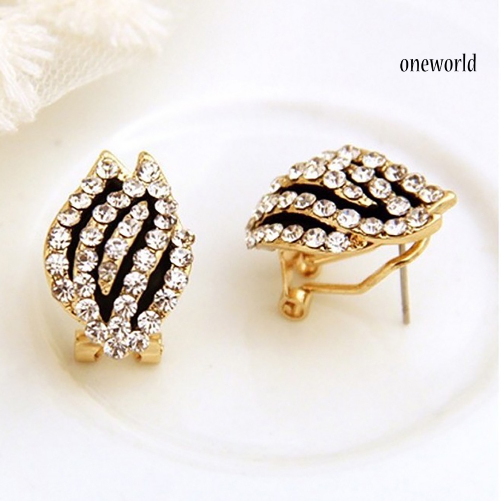 OW@ Women Party Rhinestone Jewelry Tulip Flower Ear Studs Earrings Piercing Gift