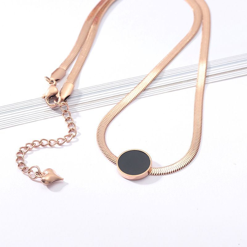 Kalung Titanium Bvlgar Black Square Anti Karatan Wanita Korea