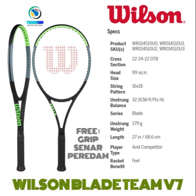 Raket Tenis WILSON BLADE TEAM V7 - Green