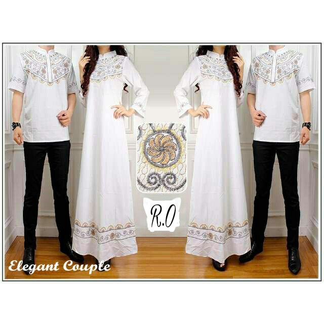 baju couple katun bordir putih Elegant couple RO couple muslim terbaru