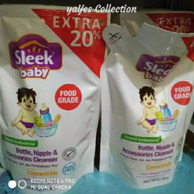 Sleek baby pembersih botol Mainan Dot slek bayi bottle botol kemasan refill 450ml perlengkapan kebersihan anak kids