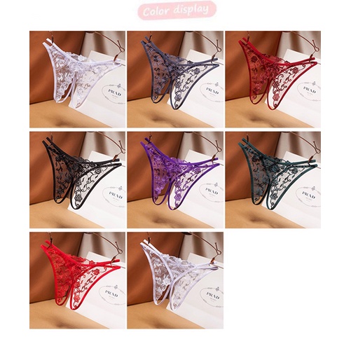 (COD) Open Celana Dalam Wanita G String Sexy Transparan Bordir Bunga Lingerie Seksi Thong 3C215-