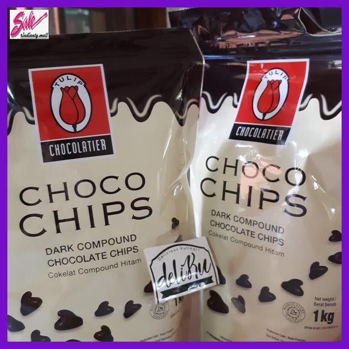 

SAKMACOKLAT- TULIP CHOCO CHIPS 1KG/ TULIP COKELAT DARK COMPOUND CHOCO CHIPS 1KG -MAKANAN-MINUMAN.