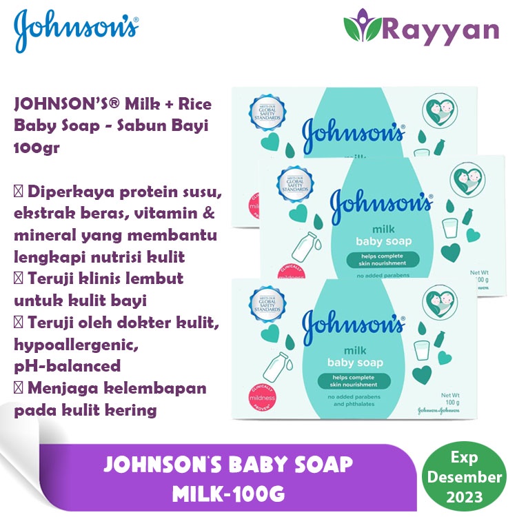 Johnson's Baby Soap Milk 100 G Lembut dan Wangi  | Sabun Bayi Johnson's| Sabun Bayi Lembut dan Wangi|Perlengkapan mandi bayi