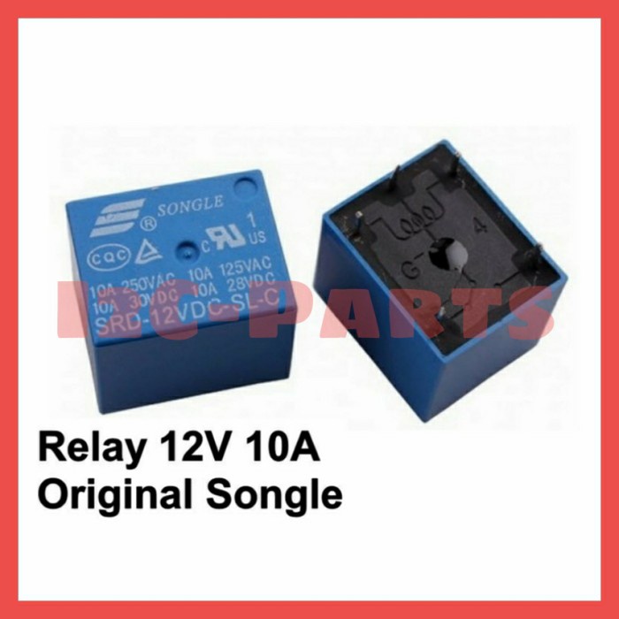 Relay Songle 12V 10A SRD-12VDC-SL-C 5p 5 kaki SRD T73 For Arduino Etc