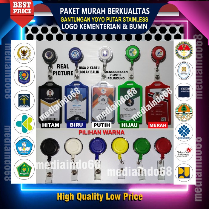 

Hemat Gantungan Yoyo Nametag Id Card Logo Kementerian Bagus