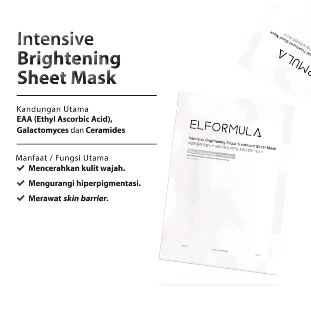 Elformula Intensive Brightening Facial Treatment Sheet Mask