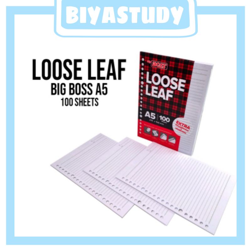 

(BSK) Kertas Loose Leaf Big Boss Kertas Binder Catatan A5/100 Lembar