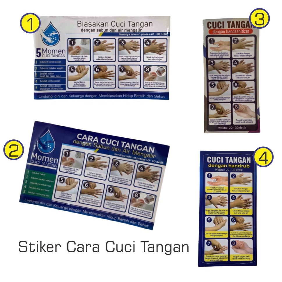 Stiker Cara Cuci Tangan Versi Baru Langkah Cuci Tangan, Stiker Cuci Tangan