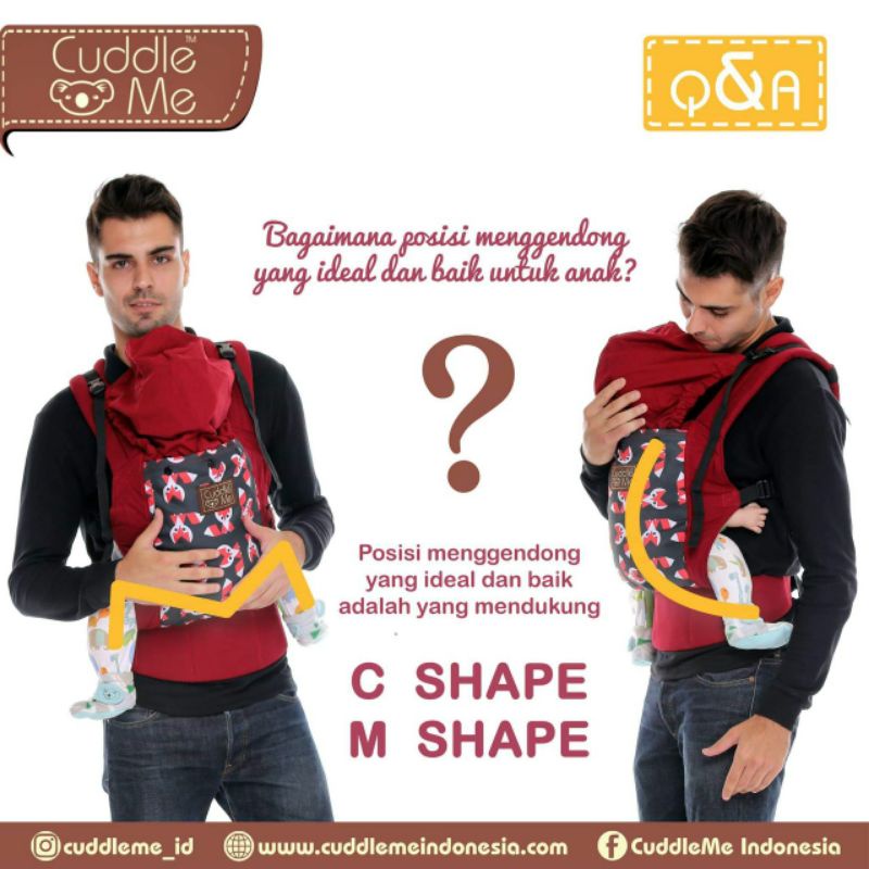 (BONUS Mainan) CuddleMe Lite Carrier Polos Solid Gendongan Bayi Anak Mshape Ransel SSC depan Cuddle Me 4bulan - 2 tahun