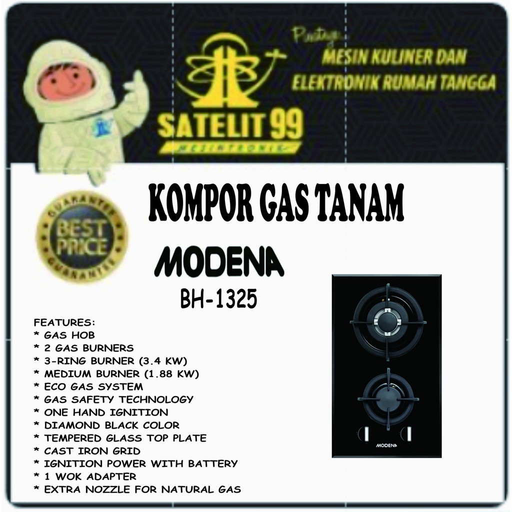 Kompor Gas Tanam 2 Tungku MODENA BH-1325
