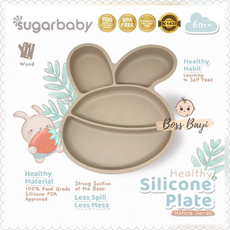 SUGARBABY Healthy Silicone Plate Nature Series / Piring Makan Bayi Anak Silikon Sugar Baby