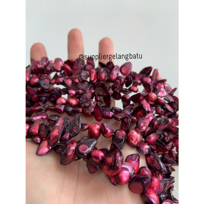 kerikil KERANG KESHI RED MAGENTA tetes OVAL fresh water shell BAROK