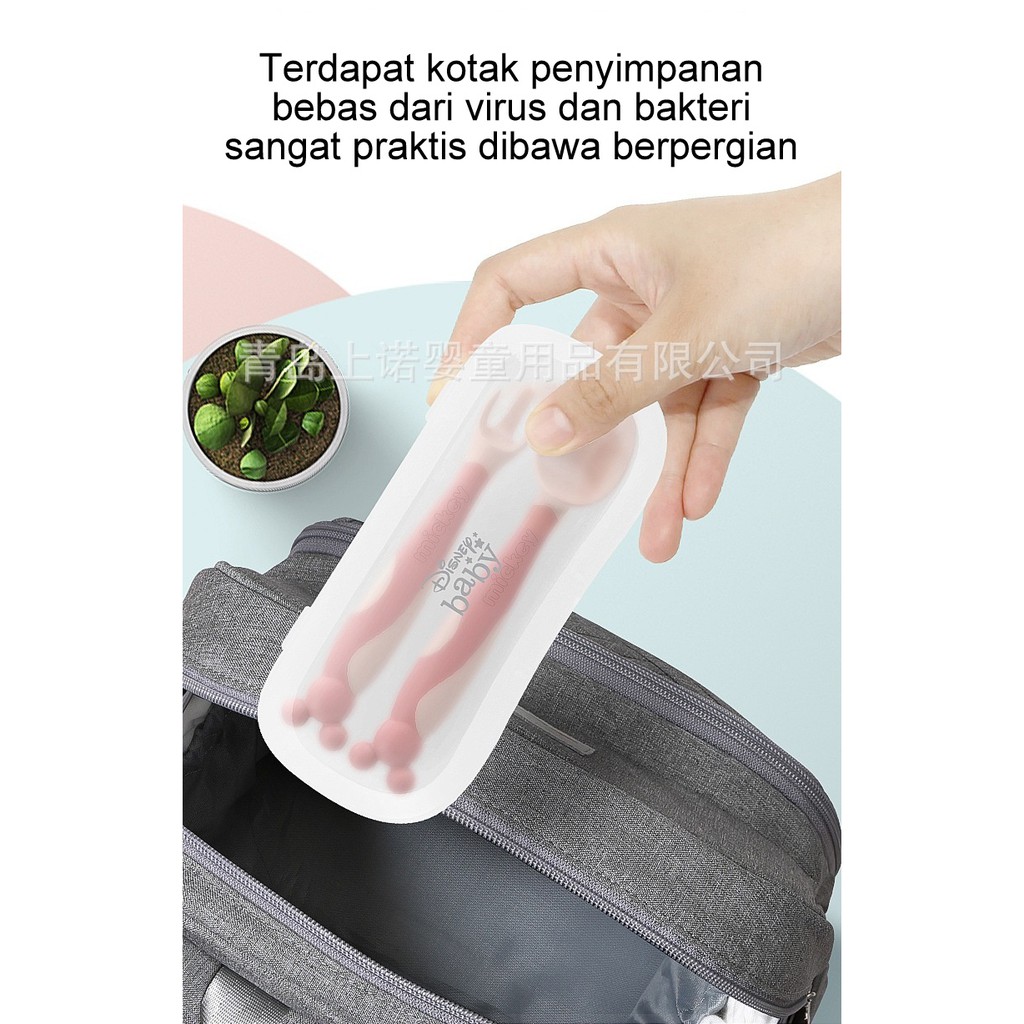 Sendok DISNEY + Garpu DISNEY Lengkung spoon mpasi Sendok  garpu BENGKOK FOLDABLE FLEXIBLE ORI DISNEY