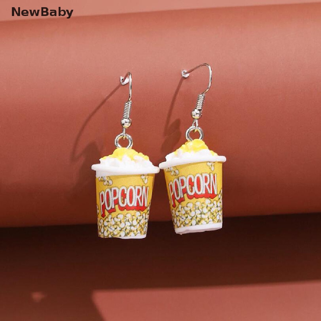 Anting Kait Gantung Wanita Bahan Resin Desain Popcorn 3D Untuk Hadiah