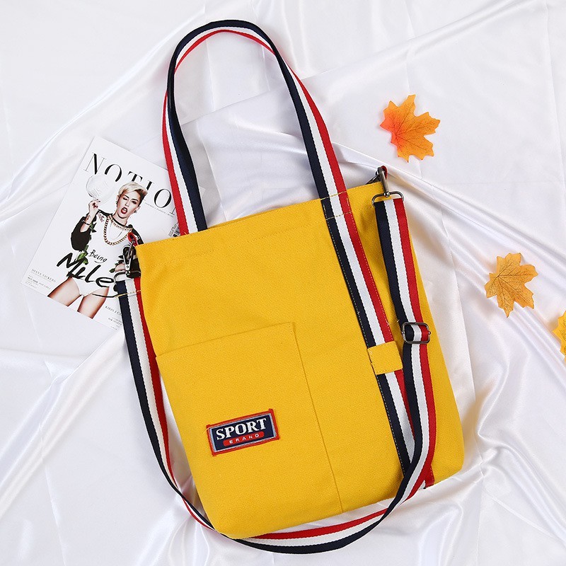 TC-109 tas canvas wanita tote bag selempang besar sekolah kampus