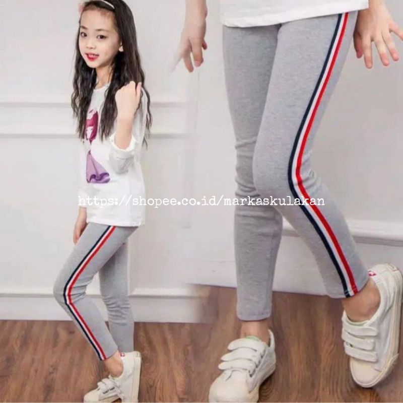 Legging Anak Strip usia 8 - 13 tahun / legging anak Perempuan