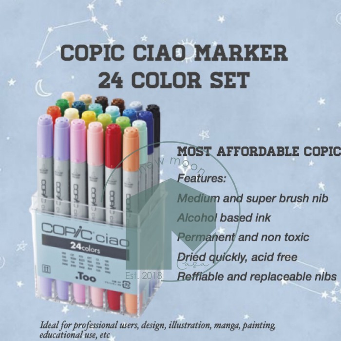 

Copic Ciao Marker Set 24 Basic Color Spidol Gambar Sketsa Manga Design Arsitektur Kaligrafi