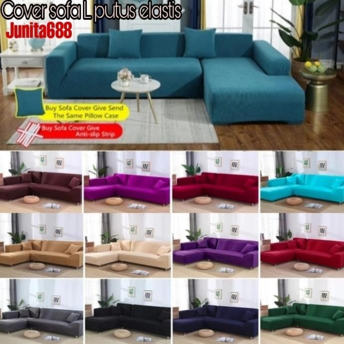 Cover sofa bentuk L PUTUS / Sarung PENUTUP SOFA L putus elastis
