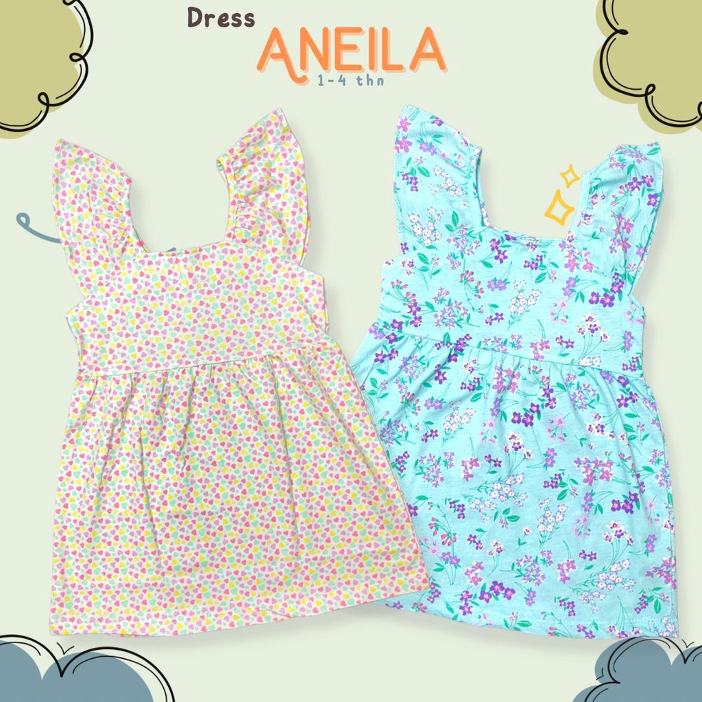 CALLYSTA DRESS ANEILA DRESS ANAK MOTIF LUCU PAKAIAN BAJU ANAK FASHION ANAK PEREMPUAN 1-4 TAHUN