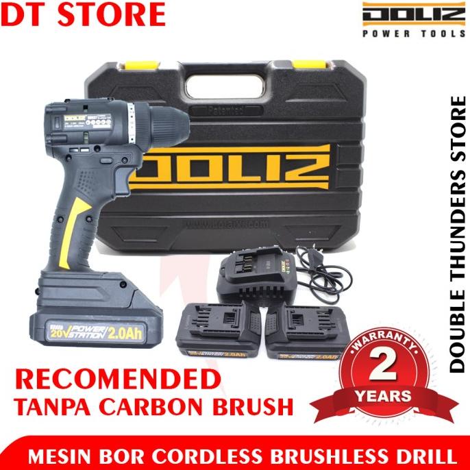 Doliz BD637 Mesin Bor Cordless Brushless 10mm / Cordless Drill 20V 2 Termurah