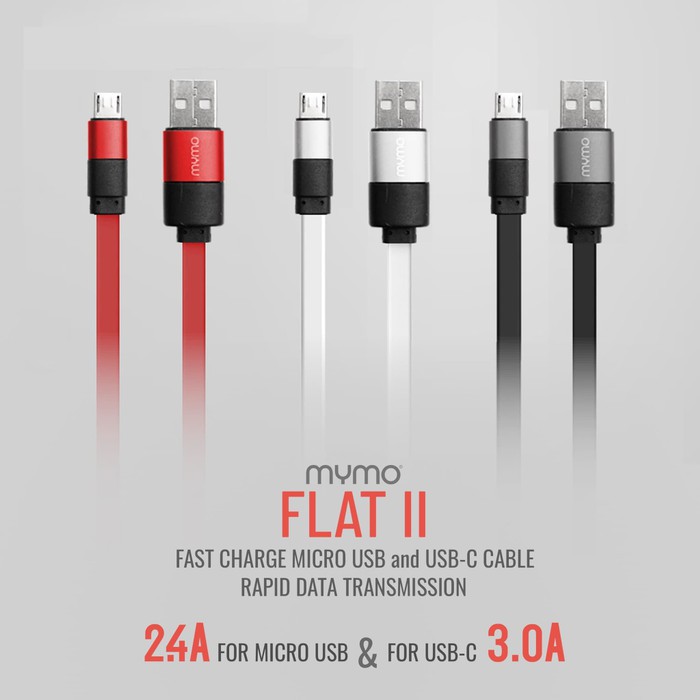 Kabel Data Fast Charging Type-C USB MYMO FLAT II Quick Charge Type C Data Cable Samsung Oppo Vivo