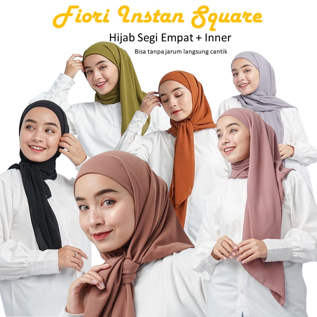 rawaaisha Hijab Segi Empat Instan 2 Layer + Ciput Menyatu