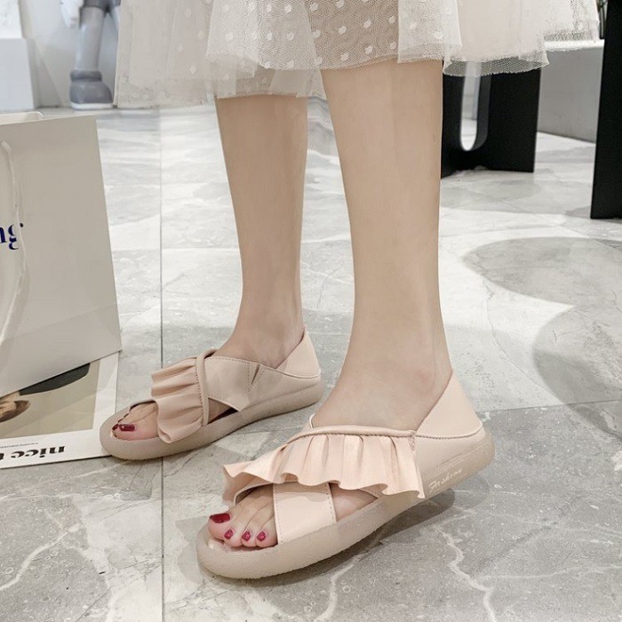 8559 Sandals Wanita Flat Shoes Import Murah Sendal Slip on