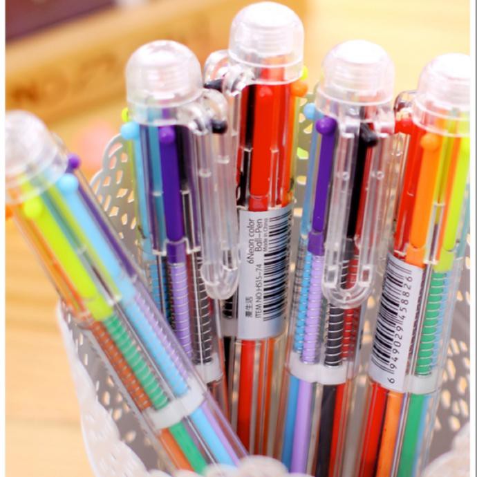 Jual Pen 6 warna, pulpen 6 warna, pulpen warna, pen tinta BERKUALITAS  Indonesia|Shopee Indonesia