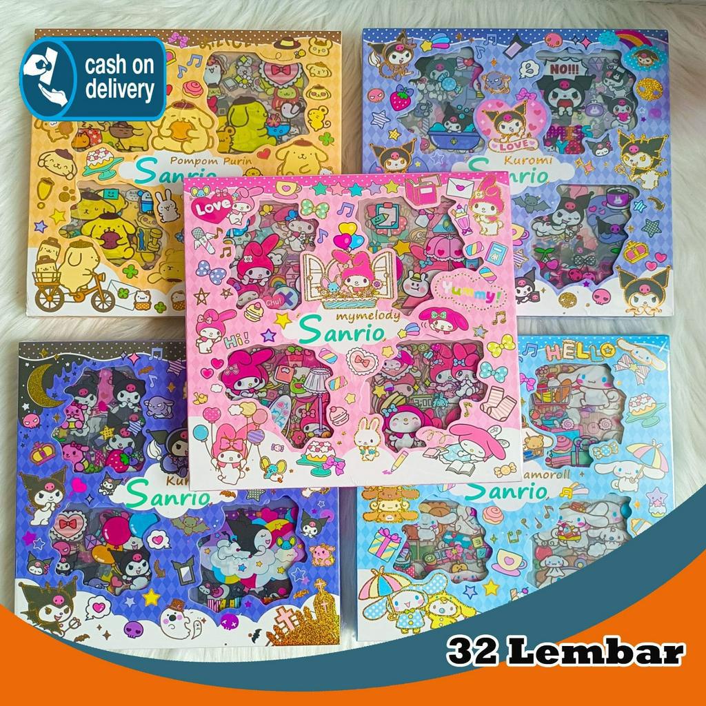 

STICKER BOX SANRIO ISI 32 LEMBAR SET DAILY MANUAL CUTE PATTERN DECORATIVE TAPE STICKER GIFT CRAFT