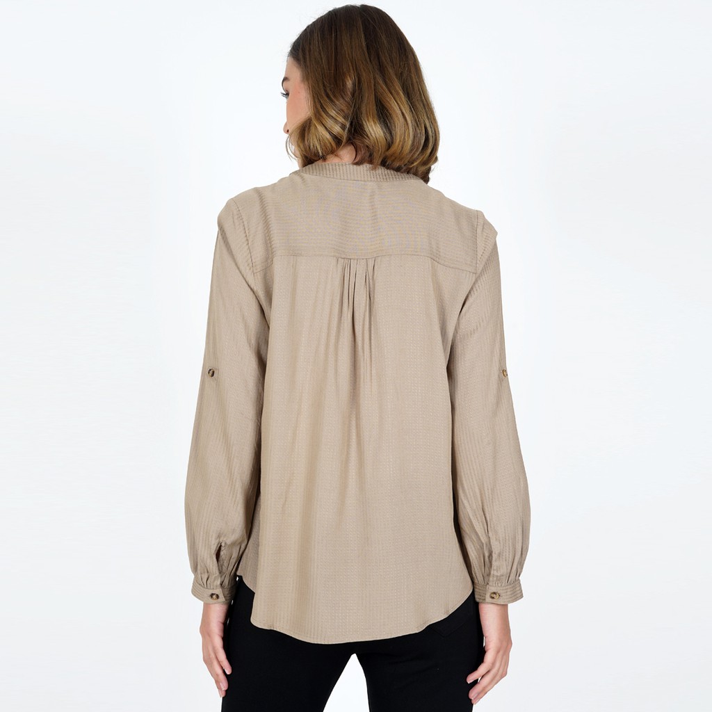 LeRosetz - Round Neck Rayon Brown Texture Shirt-3