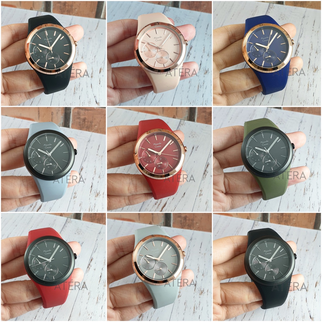 ALEXANDRE CHRISTIE AC 2663 WANITA ORIGINAL / JAM TANGAN CEWEK ALEXANDER AC2663 ORI RUBBER KARET ROSE
