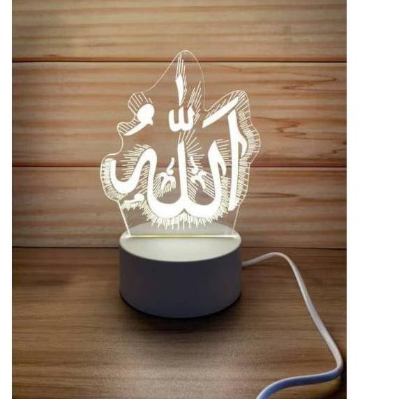 Harga Spesial - Lampu Tidur Hias LED 3D Transparan 3 lampu ALLAH