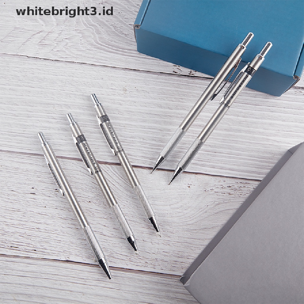 (whitebright3.id) Pensil Mekanik Otomatis 0.5 / 0.7 / 0.9 / 1.3 / 2.0mm Bahan Metal